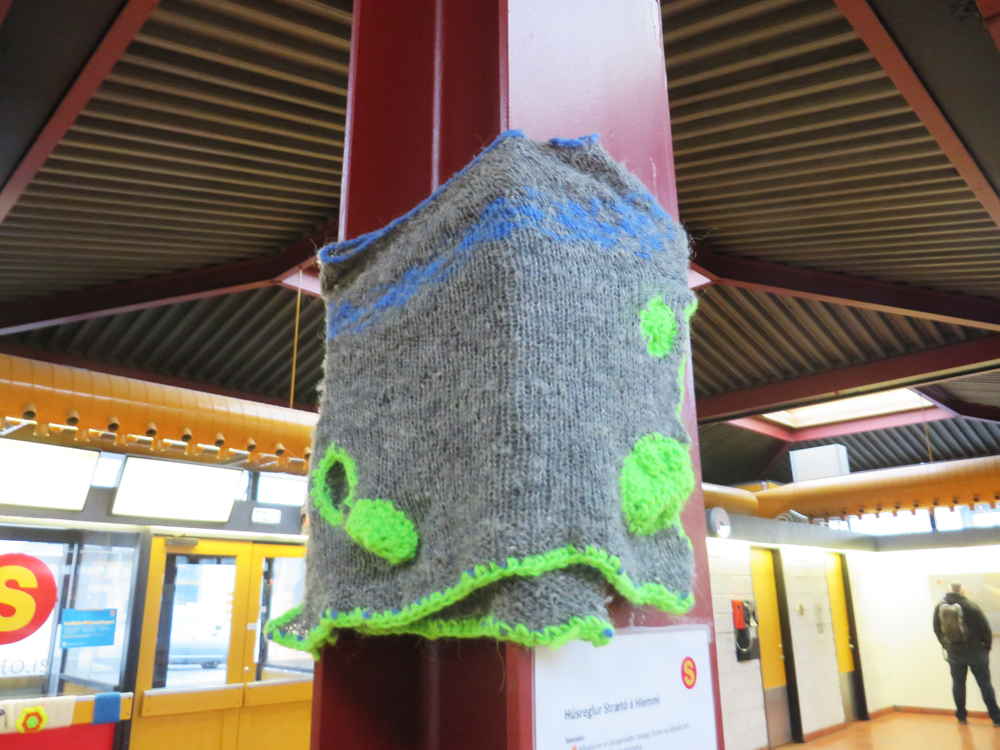 knitting at Hlemmur bus station