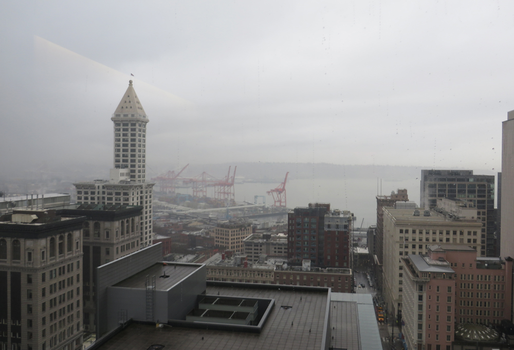 view of smith tower and downtown seattle from the municipal court