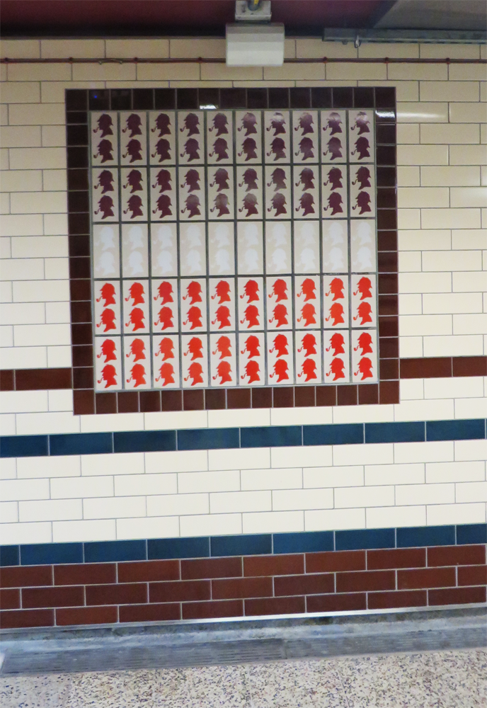 Sherlock Holmes tile in the Baker Street Underground station