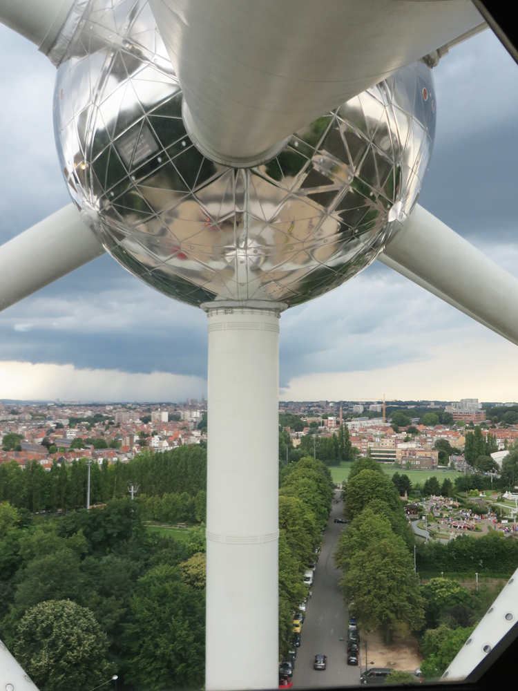 The Atomium over the Belgian landscape