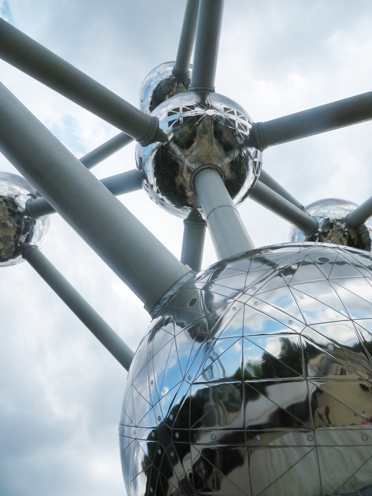 Staring up at Brussels' Atomium from the ground