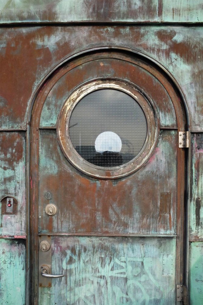 Closer look of the door of a control tower of Copenhagen's Knippelsbro