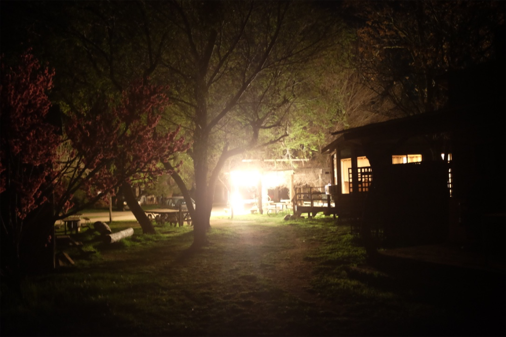 Ranch cabin at night in Santa Margarita, CA