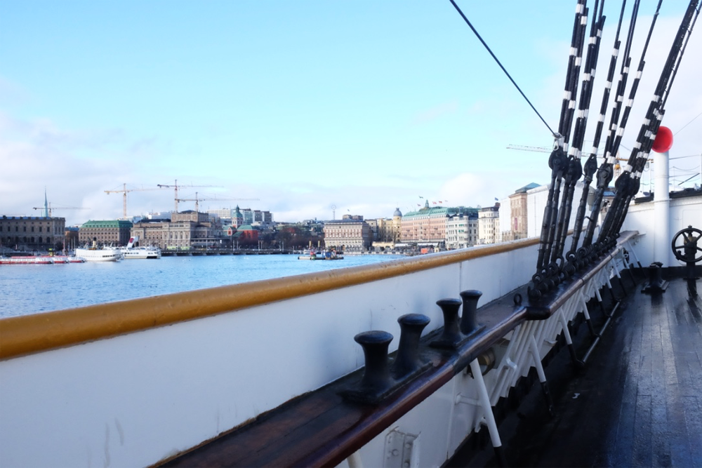 View of Stockholm Harbor from the Af Chapman deck