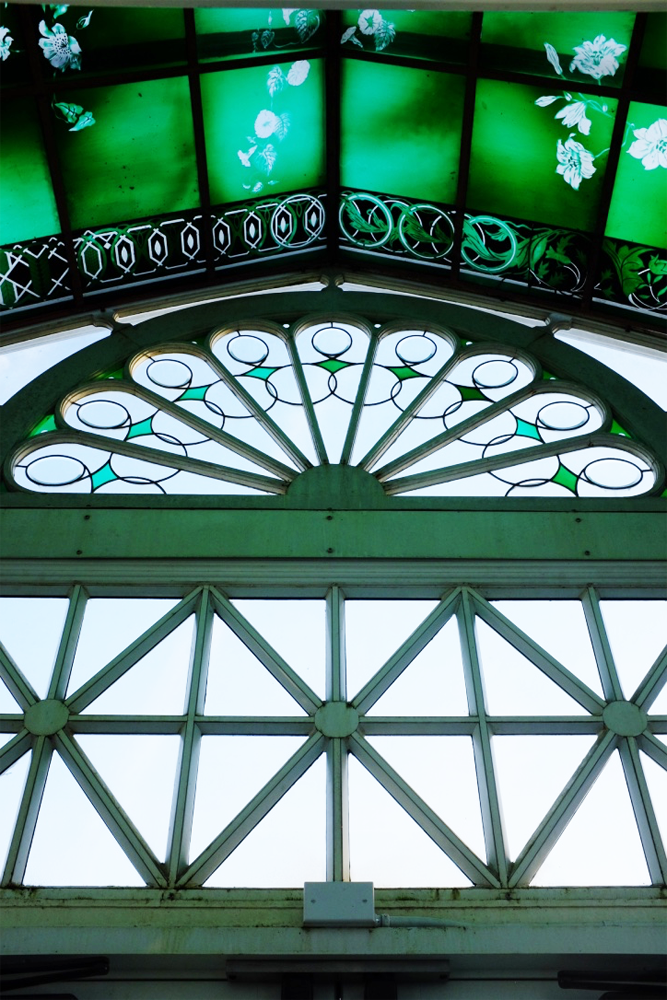 Stained glass over the entrance at the Volunteer Park Conservatory