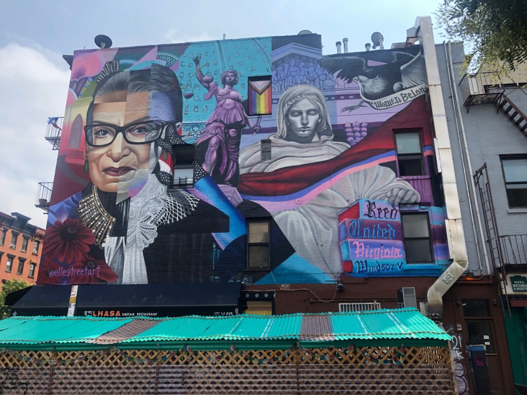 mural of Ruth Bader Ginsberg in the Lower East Side of Manhattan